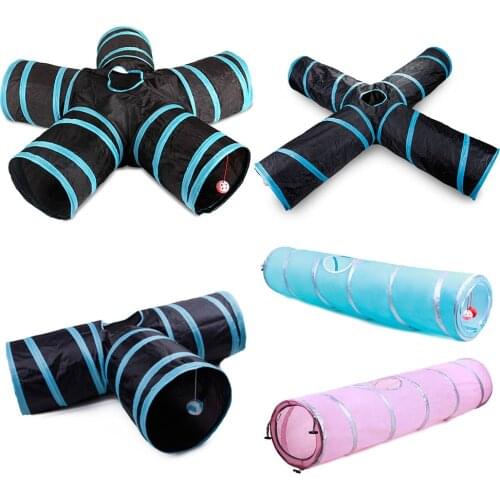 Indoor 2/3/4 5-way Collapsible Cat Tunnel Tube Kitty Tunnel Bored Cat Pet Toys Peek Hole Toy Cat Puppy Kitty Kitten Rabbit