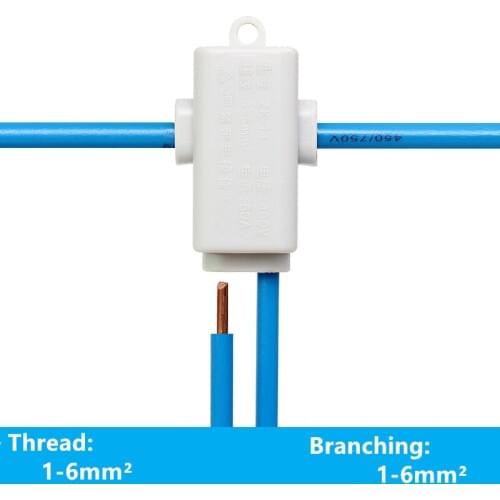 2pcs continuous wire connector main line 1-6mm2 main line 1-6mm2 quick connect terminal