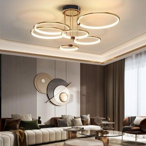 Modern Minimalist LED Chandelier Living Room Restaurant Circle Decor Chandeliers Home Decor Round Combination Hanging Lighting