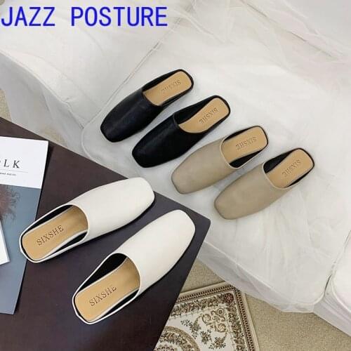 Spring designer ladies mule shoes platform slippers ladies fashion sandals new fashion leather shoes 2021 w016