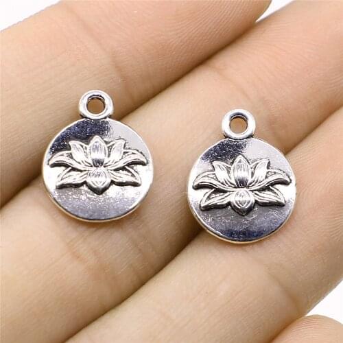 WYSIWYG 10pcs 13x16mm Lotus Pendant Charms DIY Jewelry Making Jewelry Finding Antique Silver Color