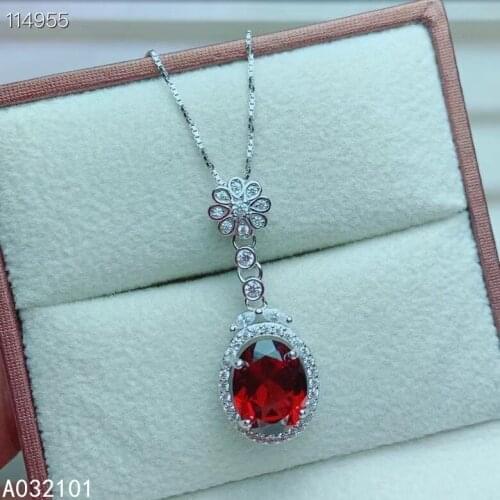 KJJEAXCMY fine Jewelry 925 Sterling Silver Natural Garnet Girl trendy Pendant Necklace Support Test Chinese style hot selling
