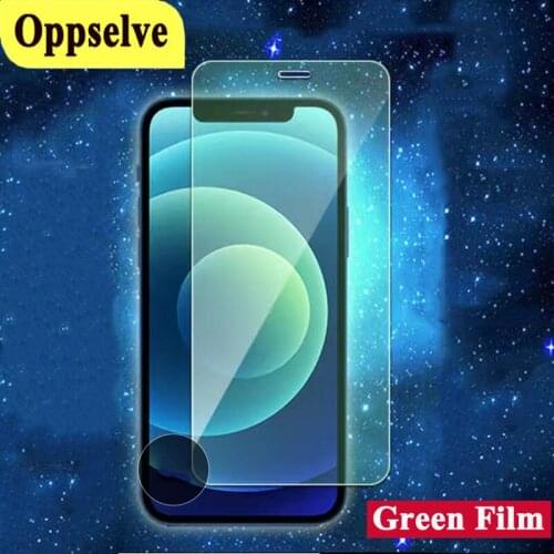 Tempered Glass For iPhone 12 11 Pro Max X XR XS 7 8 6 6s Plus SE 2020 Protective Eyes Screen Protector Green Film With Dust Net