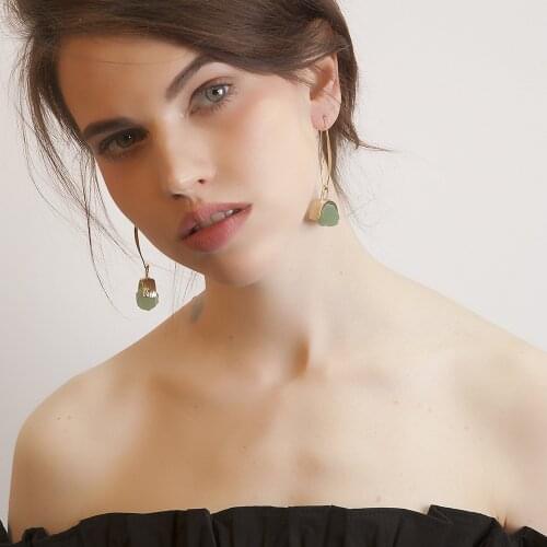 Temperament Grace Long Natural Stone Earrings Drop Sweet Small Fresh Green Summer Earrings Popular Alloy For Woman Jewelry