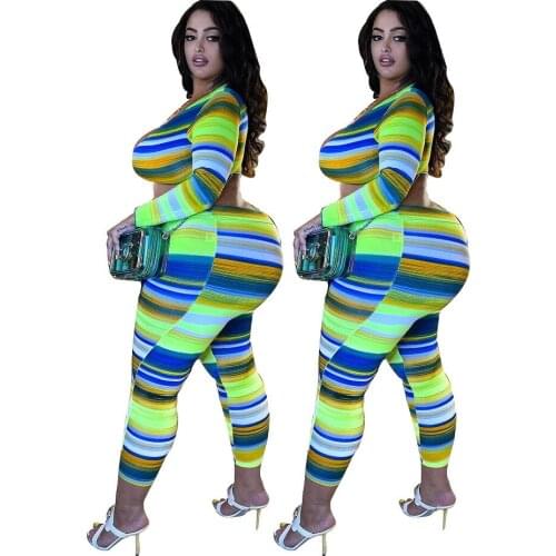 Women Set Long Sleeve Deep V Neck Crop Tops Pockets Pencil Leg Pants Two 2 Piece Sets Sexy Tracksuit Outfits Summer 2021