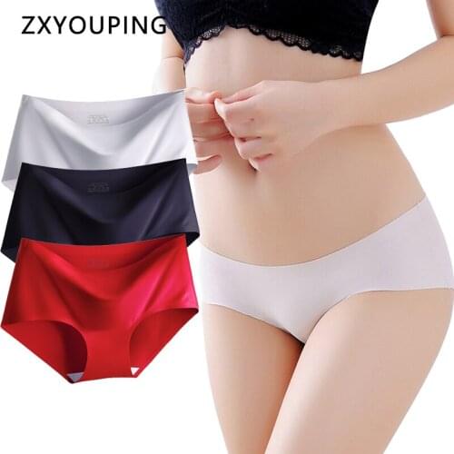 ZXYOUPING Seamless Ultra Thin Panties for Women Sexy Briefs One-Piece Ice Silk Panties Low Rise Girls Clothing Underwear M-XXL