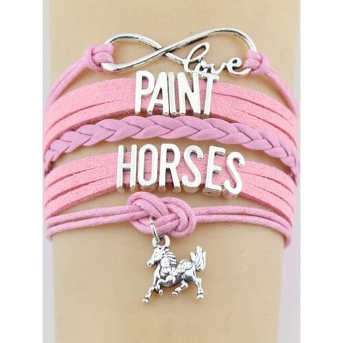 10PC/lot Infinity Love Paint Horses Charm Wrap Bracelets Horse Braid Charms Bracelet Leather Women & Men Gifts Bracelets Jewelry