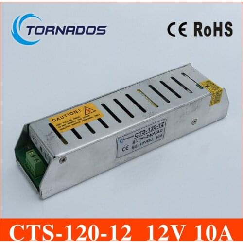 220VAC to 12VDC Power Supply 120W 10A Constant Voltage Switch Mode Driver Transformer Fanless Indoor Aluminum for LEDs Light Bar