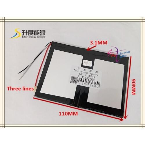 3.7V 4000mAH 3190110 (polymer lithium ion battery ) Li-ion battery for mobile tablet pc power bank speaker