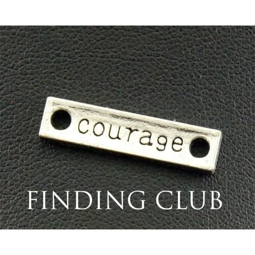 30pcs Silver Color Letter courage Charm Pendant DIY Necklace Charm Bracelet Bangle 23x6mm A558