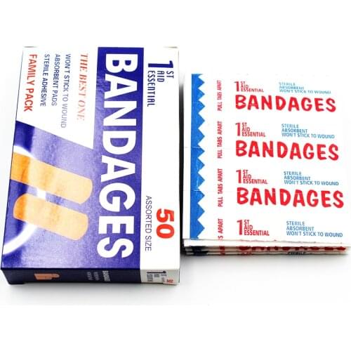 50pcs/Box First aid Waterproof Breathable Transparent Band Aid For Family Hemostasis Adhesive Bandages First Aid Emergency Kit