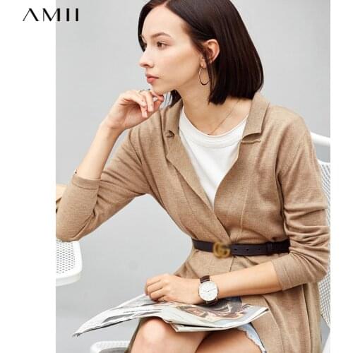 Amii Minimalism Summer Cardigan For Women Fashion Solid Long Sweater Coat Winter Vintage Knitted Outwear Female Tops 61880076