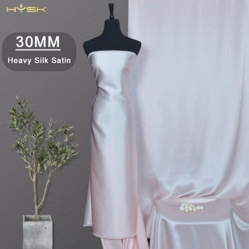 HYSK 100 satin fabric silk 30mm about 160g pastel heavy density solid genuine natural cream pink pure china silk for dress CD280