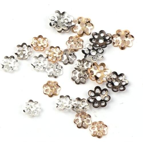 6mm Shiny Vintage Filigree Metal Hollow Flower Spacer Beads End Caps Pendant DIY Charms Connectors Jewelry Findings