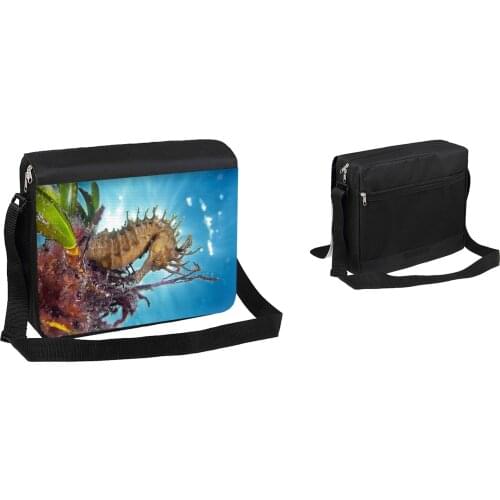 MERCHANDMANIA large shoulder bag Sea Horse fish and corals case portable zipper bag personalized gift offer