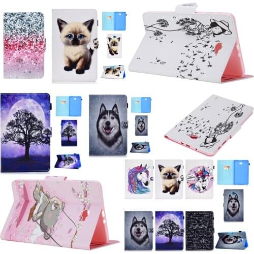 Flip Funda Capa Card Stand PU Leather Shell Cover Case For Samsung Galaxy Tab A 2016 T580 T585 SM-T585 SM-T580 Coque +Film +Pen