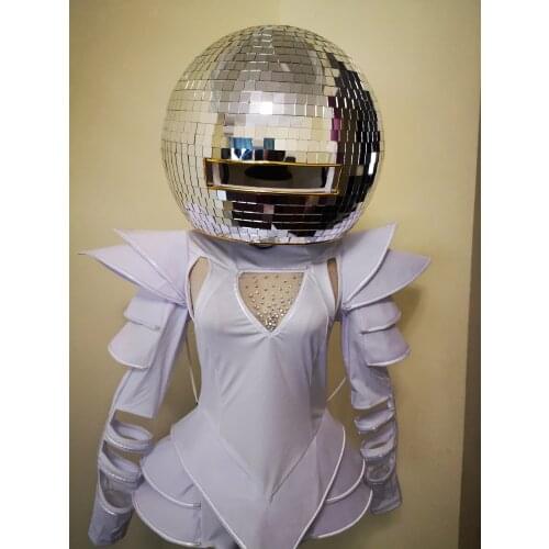 Disco Mirror ball helmet Glass metallic Cosplay ball Halloween Prop