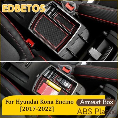 Armrest Storage Box For Hyundai Kona Encino 2017 2018 2019 2020 Kona Center Console Container Bin Tray Kona Interior Accessories