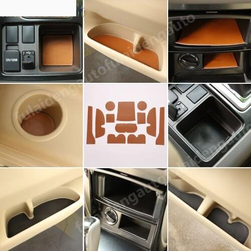 For Toyota Land Cruiser Prado FJ150 2010-2017 leather Non slip Interior door pad cup mat door gate slot mat Car Accessories