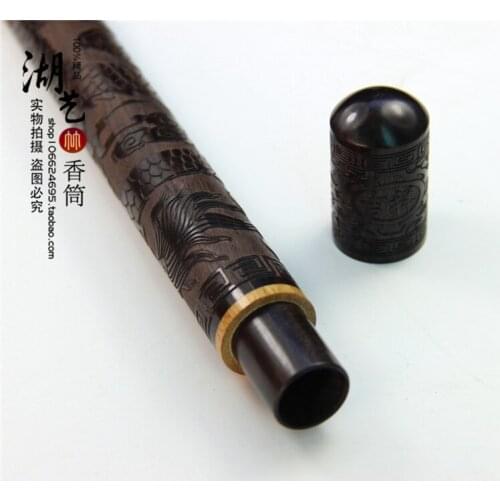 Ebony woodcarvings same number 1.5 caliber mouth long pull joss stick aloes cone incense tube present teachers appliances
