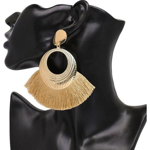 Ethnic Bohemia Dangle Drop Earrings Big Round Metal Tassel Earrings For Women Geometric Handmade Gift Statement Fashion Jewelry