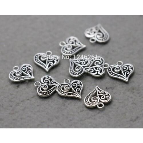 10PCS Fittings for Accessory Heart Alloy components Findings 14mm Jewelry Design Making Silver-plate buttons for DIY Pendant