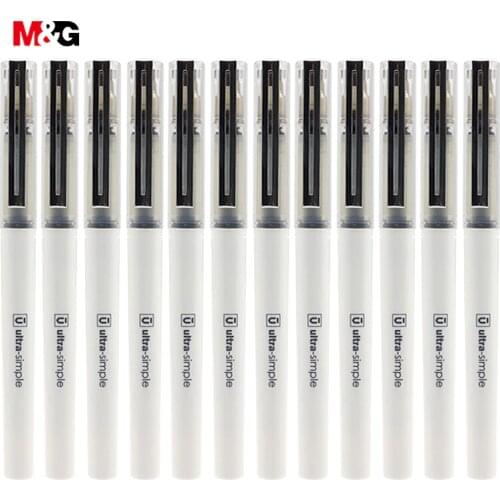 M&G 10pcs 0.5mm Black Roller Gel Ink Pen Ultra-simple Rubber Grip Gel Pen Office & School Stationery Gift Pen Supplies