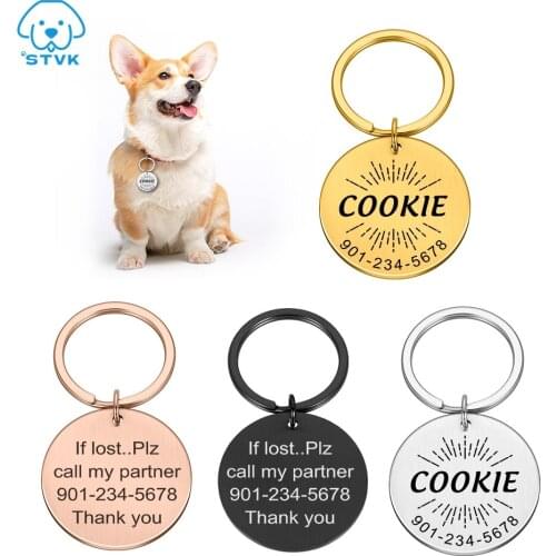 Customized Dog ID Tags Metal Name Tags for Puppies Cat Anti-Lost Pet Nameplate for Dogs Pitbull Cats Free Engraving Included