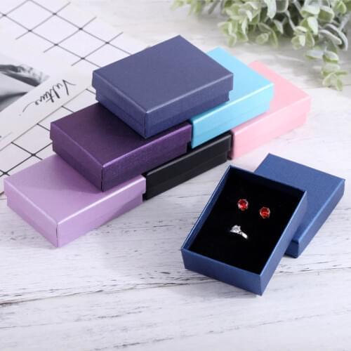 Cardboard Jewelry Box 7x9cm Necklace Earrings Bracelets Boxes Big Paper Gift Packaging with Black Sponge Can Personalized logo