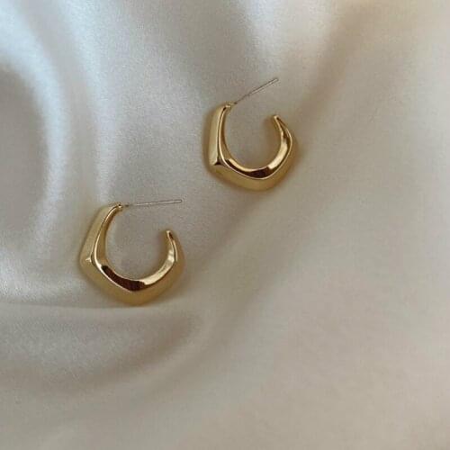 Zeojrlly Classic Metal Geometric Women Hoop Earrings Ins Geometric Cool Wind Metal Earrings female simple jewelry