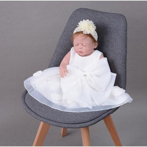 2Pcs Set Baby Girl Baptism Dress Big Bow Infant Girl Christening Gown Lace Wedding Birthday Party Pageant Gown 0-24 Months