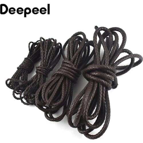 Deepeel 5meters PU Woven Bag Hanle Material Round Leather Cord 3/4/5/6/7/8/10/12mm for DIY Handbag Key Chain Strap Accessory