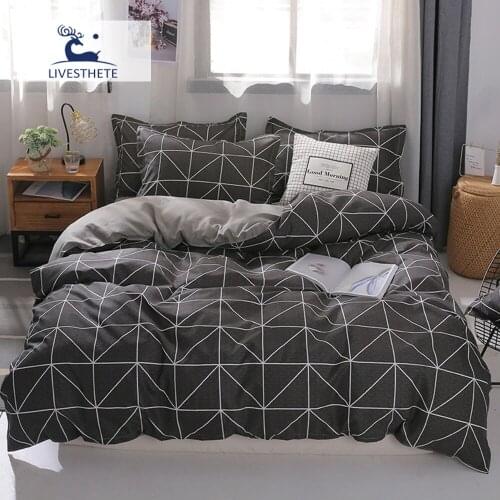 Liv-Esthete Comforter Cover Bedding Set Mans Flat Sheet Bedspread Adult Double Home Decor Bed Linen Set Geometry Bedclothes