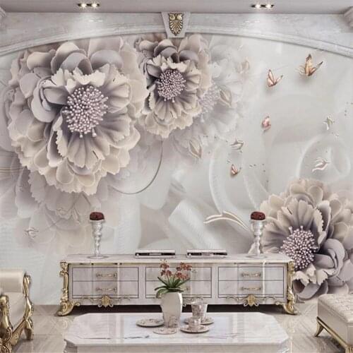 Milofi custom 3D wallpaper mural atmospheric peony three-dimensional jewelry flower background wall decoration painting wallpape