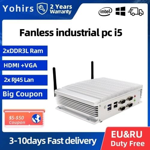 Low Consumption Mini Computer Core i5 6360U 2 Intel i211 Gigabit RJ45 LAN VGA HD Small Fanless with 4G Module for Vehicle Pc
