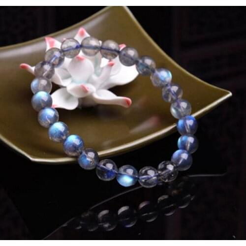 Fashion jewelry AAAA 10 mm Natural Moonstone Blue Light Crystal Beads Bracelet