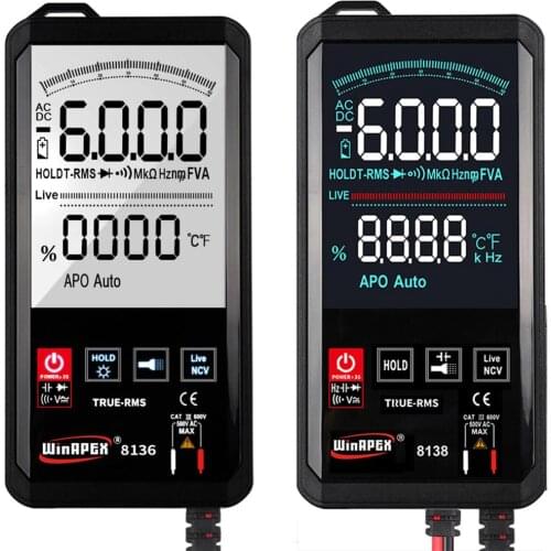 WinAPEX ET8138/8136 Touch Screen Multimeter Digital Automatic 6000 Count True-RMS Voltage Frequency Capacitance Diode NCV Tester