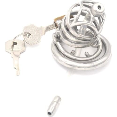 Man Penis Training Male Chastity Device with Catheter Urethra Tube Section Lock Cock Cage Penis Chastity Lock for Men G7-245E