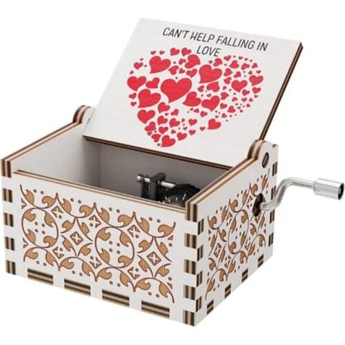 Hand Cranked Engraved Music Box - Can't Help Falling In Love Mini Musical Box