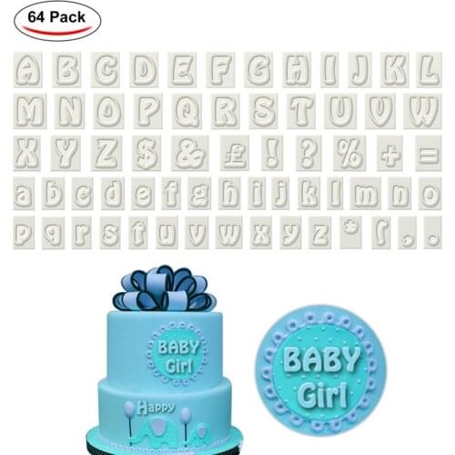 64 Piece Plastic Alphabet Cookie Cutter Set Fondant Cutters Mold Upper And Lower Case Art Deco Number Letter Stamps