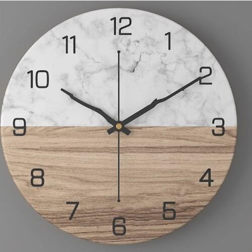 Nordic Style Marble Pattern Wall Clock Round Silent Metal Clock Home Room Decor Dropship