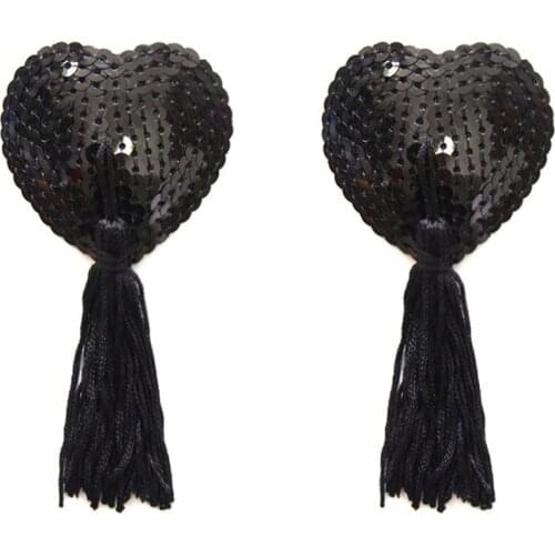 New Hot 1 Pair Sexy Pasties Stickers Nipple Cover Women Lingerie Sequin Tassel Breast Bra