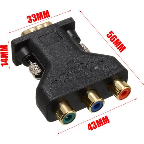 New Arrival VGA RCA Adapter 3RCA Video Female To HD 15 Pin VGA Converter Style Component Video Jack Adapter