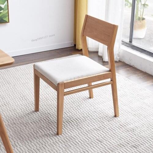 Solid Wood Dining Chair Oak Home Soft Pack Chair Modern Minimalist Backrest Chair Nordic Leisure Cloth Chair