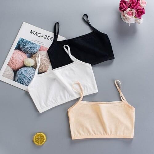 8 To 16 Years Old Girl Tanks Teenager Camisoles Female Students Pure Cotton Underwear 20kg-45kg Puberty Sling Short Camisole