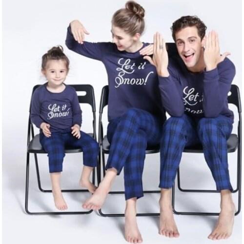 2019 Family Matching Pajamas Parents Daughter Son Sleepwear Homewear Mother Father and Me Letter Tops Plaid Long Pants Outfits