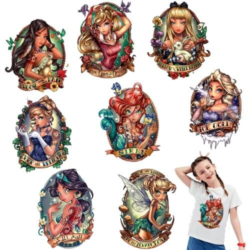 Anime Girl Iron On Thermo Transfers For Clothes Heat Iron On Transfer Patches Stickers On Clothing Stripes Children T Shirt DIY