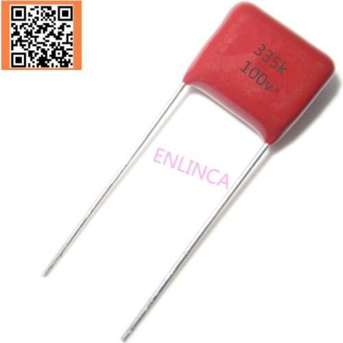 5pcs CBB 100v 3.3UF 335K PITCH 15MM 10% DIP CBB Polypropylene film capacitor