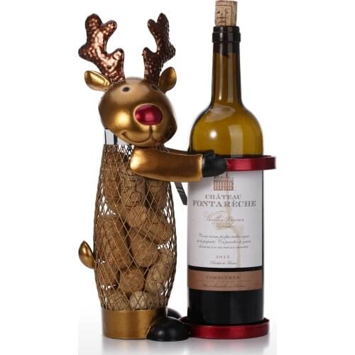 Christmas Decorations Elk Wine Rack Metal Wine Shelf Home Bars Accessories Wine Bottle Holder Cork Storage Basket Xmas Gifts