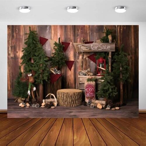 Yeele Christmas Backdrop Kids Photography Red Lamp Pine Cones Wooden Floor Background Baby Photographic Photo Studio Photophone